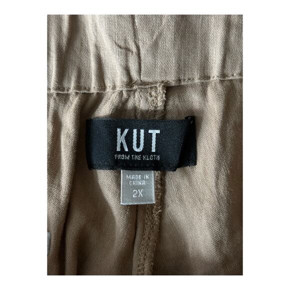Kut from the Kloth pants Rosalie drawstring linen brown size 2X - Picture 4 of 6